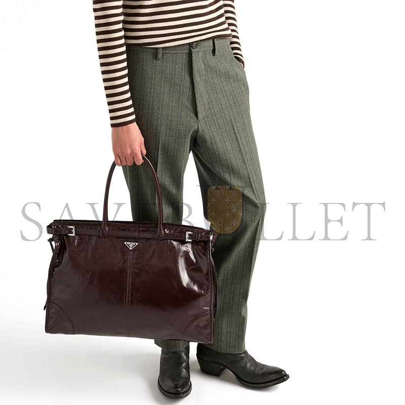 Pra*a bonnie leather tote bag 1ba439 (42*30*12cm)